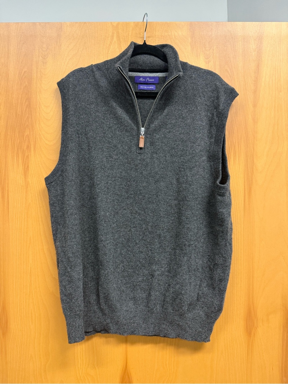 Alan Flusser Charcoal Gray Sleeveless Half-Zip Sweater Vest